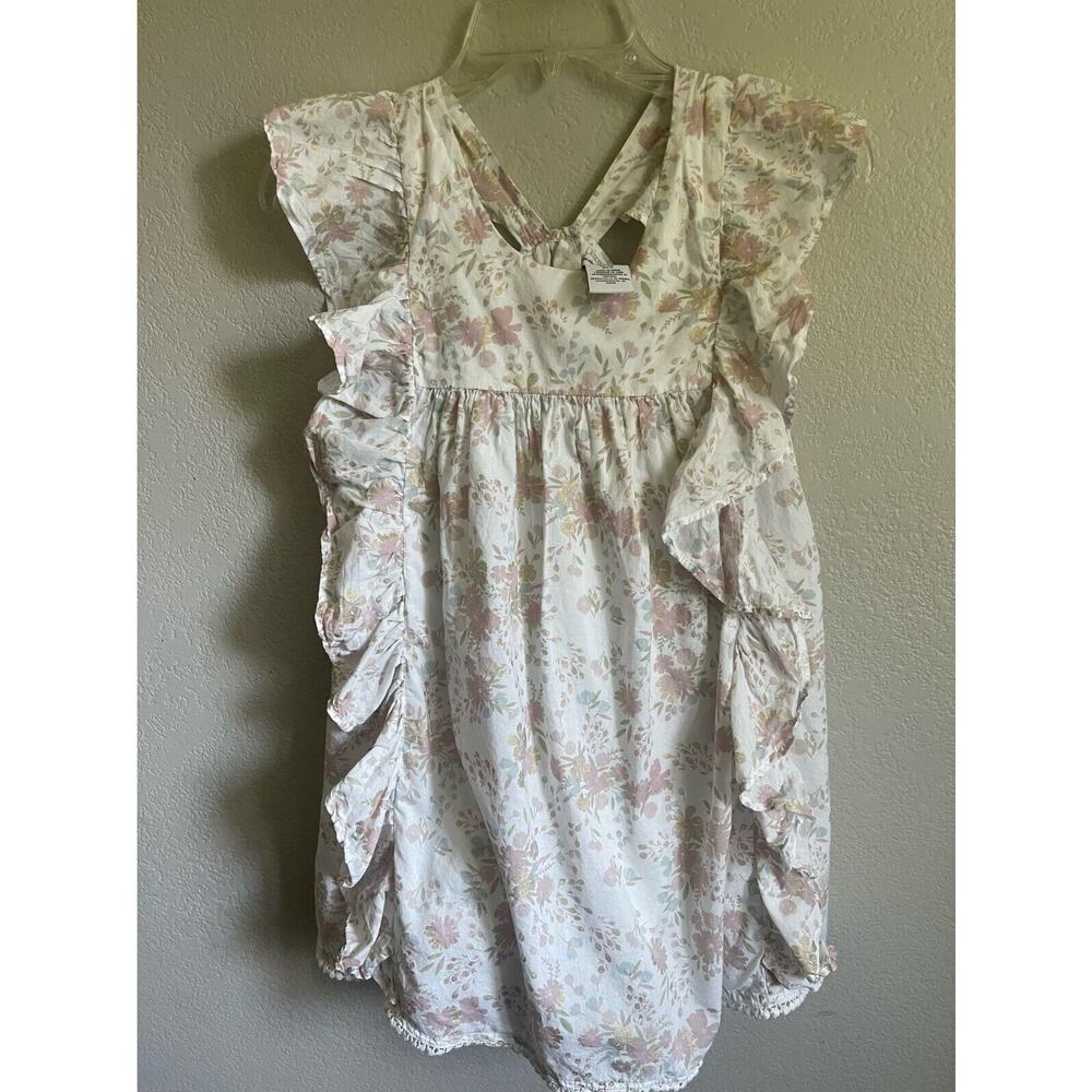 Cupcakes and Cashmere Girls Floral Sun Dress Ruffle Sleeve Sz 8 Cottagecore